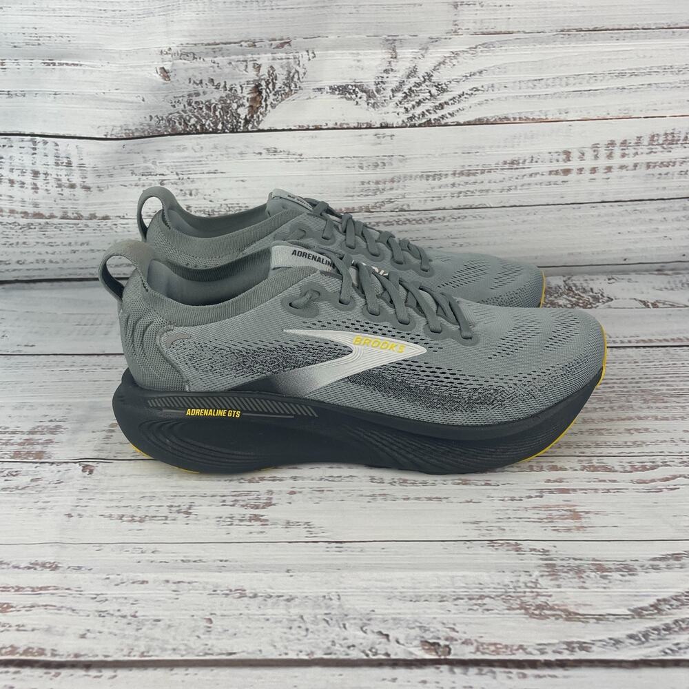 Brooks Adrenaline GTS 25 Mens Sz 11D Running Shoes Primer Grey Ebony Jasmin Yell - Picture 4 of 11